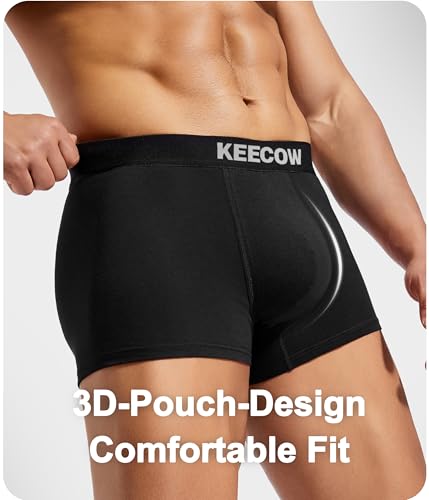KEECOW Men's Underwear Boxer Briefs, Breathable Soft Cotton, Casual, Black 5 Pack2