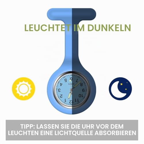 Vicloon Krankenschwester Uhren,3 Pcs Schwesternuhren mit Clip, Dehnbare Silikon Hülle, um Bruch zu Verhindern, Glow Pointer, Quarzwerk, Ansteckuhr für Krankenschwestern und Ärzte