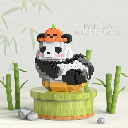 WULOBOOI Mini Building Blocks Animal Sets-Pumpkin Panda,Party Favors-Cute Panda Toys Micro Building Sets for Adults, 396 Pieces Small Carnival Prizes for Teens 14+ — view 2