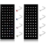 Dochais 120 Piezas Piercing Nariz Acero Quirúrgico Forma L Hipoalergénico CZ Set Piercing Nariz Brillante Pequeño Perno Nariz para Mujeres y Hombres Joyería 22G 1,5mm 2mm 2,5mm 3mm