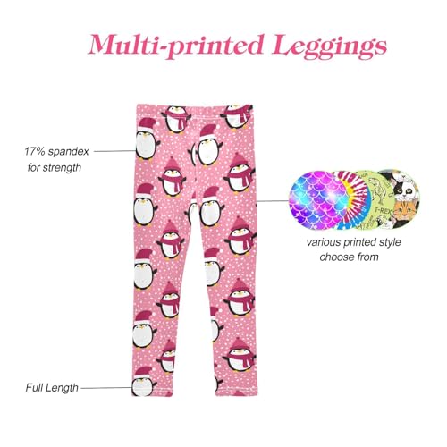 CaTaKu Girls Leggings Cartoon Penguin Christmas Leggings for Girls Kids Athletic Workout Yoga Pants Size 4-10T4