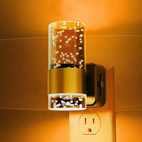Night Light, 1-Pack Modern Night Lights Plug into Wall, Dimmable Amber Night Light with Auto Light Sensor, Wall Sconce-style Design Nightlight for Bathroom,Bedroom,Hallway
