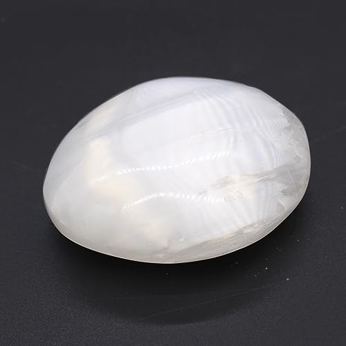 Ancient Wisdom Selenite Polie-Oval Stone Carved Piercing, White, Single, único - Image 4