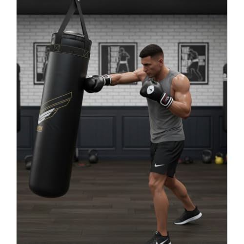 Punching Bag - 4, 5 & 6-Feet Heavy Duty Unfilled Punch Bag with Hanging Chain for MMA, Muay Thai and Kick Boxing Training (Black, 5 Feet) by JP ADVANCE CHOICE - Image 2