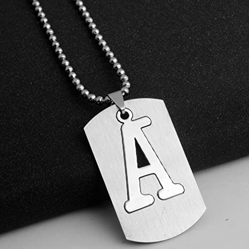 Stainless Steel 26 Initial Letter Necklace Military Military Dog Tag Men's Pendant Chain Hip Hop Necklace2