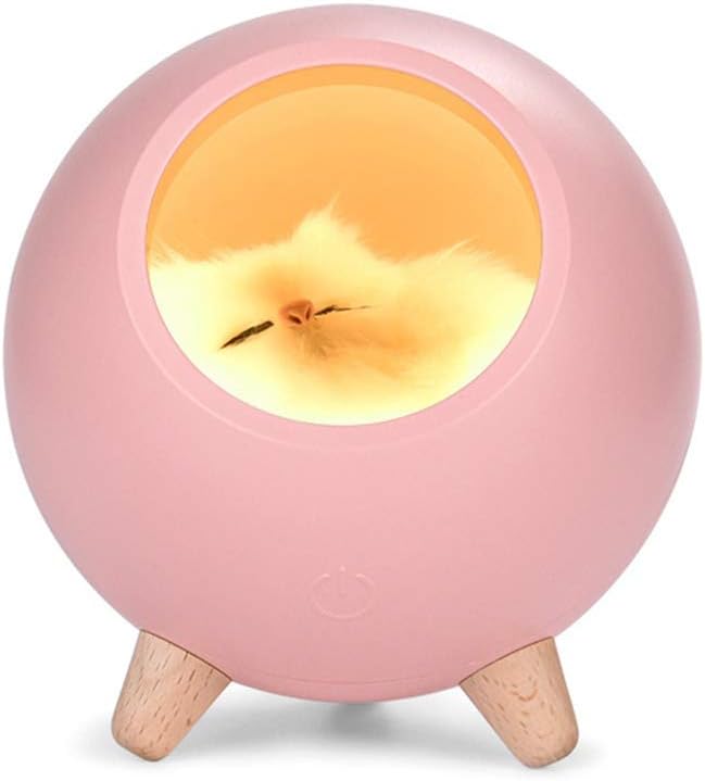 DesirePath Kids Cat Night Light Stepless Dimming Touch Control Cute Little Pet House Atmosphere Light Sleeping Lamp for Bedroom Table Nursery Baby Gift