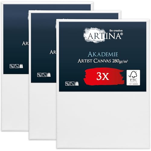 Set de 3 toiles à peindre Artina sur châssis en bois