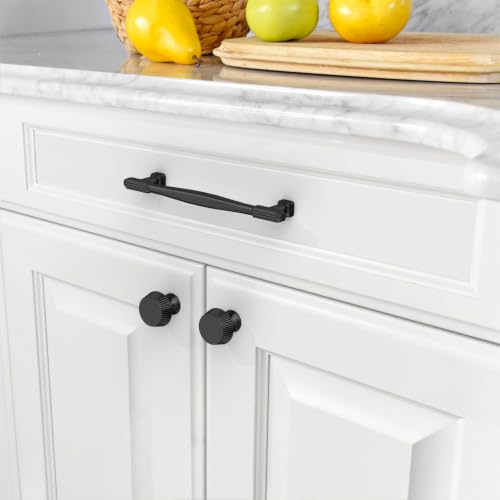 Amerdeco 10 Pack Matte Black Cabinet Pulls 5 Inch(128mm) Hole Center Heavy Duty Solid Kitchen Cabinet Handles Drawer Pulls — view 3