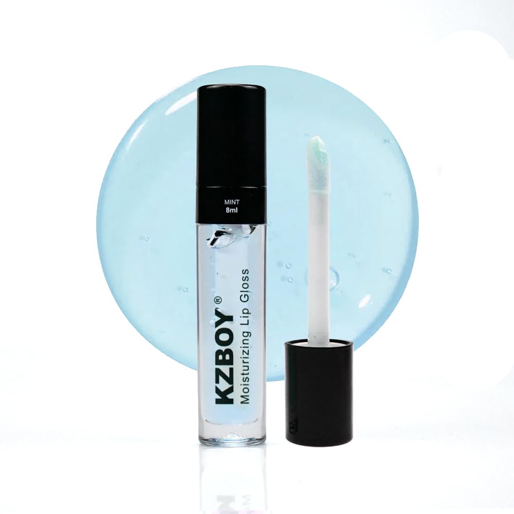 KZBOY Lip Gloss Lip Oil Mint Scented 8ml Moisturizing Lip Gloss for Dry Lips High Shine Smooth Finish Clear Blue Shade(Mint)