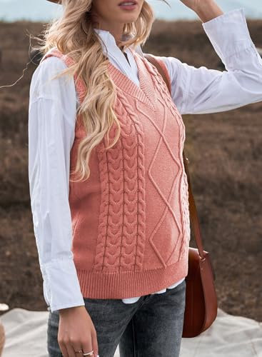 Image of EVALESS Oversized Sweater Vest for Women V Neck Sleeveless Solid Color Loose Pullover Sweater