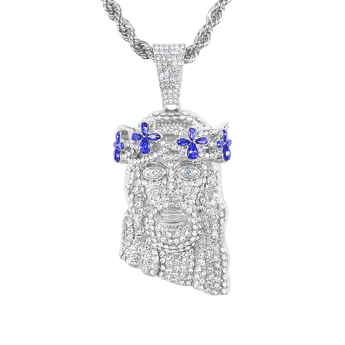 ICE STAR Iced Out Floral Crown Jesus Pendant