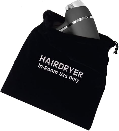 DOLPHY Hair Dryer Bag Velvet Drawstring Hairdryer Storage Bag Ideal For Travel, Hotel Or Home Use (33 X 34Cm), Black