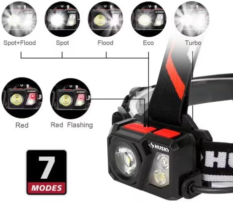 Husky 1000 Lumens Dual Power Compact Rechargeable Headlamp
