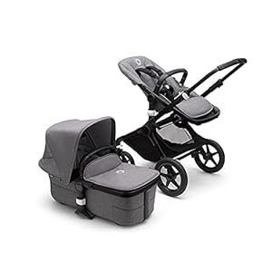 Bugaboo Fox 3, nuestro sistema de viaje 2-en-1 más cómodo: carrito todoterreno, capazo con ventilación avanzada, chasis negro, capazo y capota Grey Melange