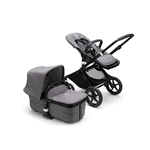 Bugaboo Fox 3, nuestro sistema de viaje 2-en-1 más cómodo: carrito todoterreno, capazo con ventilación avanzada, chasis negro, capazo y capota Grey Melange
