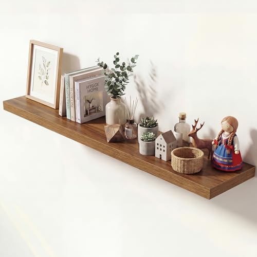 Image of Dreamland 55 Inches Floating Shelves for Wall, 9.3 inch Deep Long Floating Shelves Set of 1, Large Display & Storage Shelf, Wall Shelf for Bathroom Bedroom Living Room Kitchen Office, Walnut