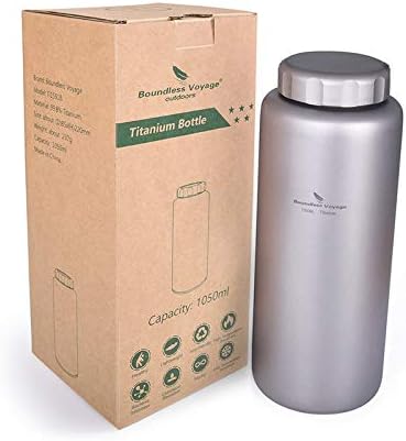iBasingo 1050 ml Titanium Water Bottle Outdoor Leak-proof Wide Mouth Sport Drinking Bottle Camping Tea Coffee Canteen Kettle for Hiking Climbing Ti3005D