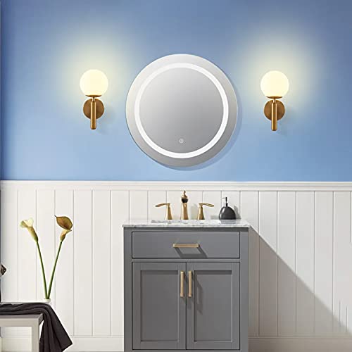 Uplantin 2 Pack Globe Glass Ball Wall Sconce, Modern Antique Brass Wall Lamp Lighting, Golden Mid Century Vanity Wall Light For Living Room Bathroom Bedroom Hallway(E12 Base) #TOP2