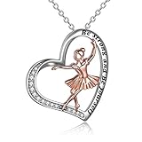 YFN Ballet Collar Plata de Ley 925 Colgante Forma de Corazón Joyería Regalos para Mujeres Hija