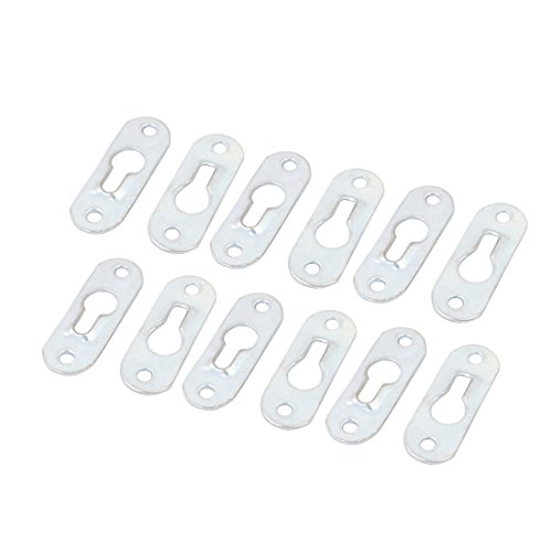 Image of uxcell Photo Picture Frame Clock Metal Oval Shape Keyhole Hanging Hook Plate 12pcs