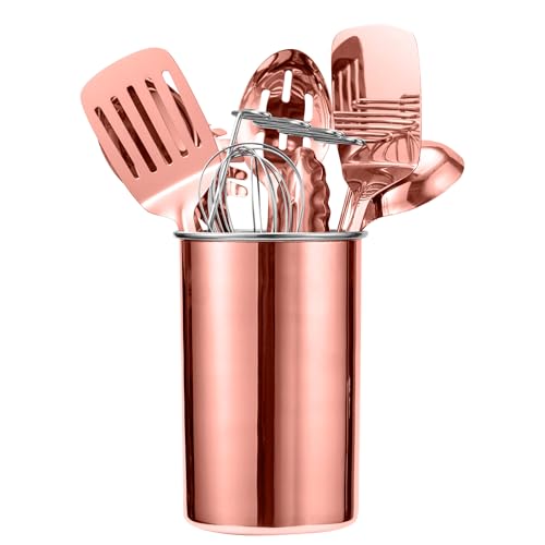 COOK WITH COLOR Kitchen Utensil Set - premium Nonstick & Heat Resistant Kitchen Gadgets, Turner, Spaghetti Server, Serving Spoons, Whisk, Tongs, Masher & Utensil Holder, 10-piece Rose Gold by COOK WITH COLOR - Image 6
