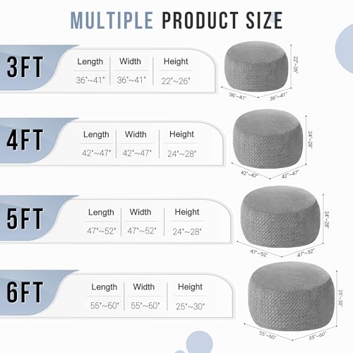HABUTWAY 3FT Bean Bag Chair,Giant Bean Bag Chairs for Adults,Big Bean Bags with Memory Foam Filled, Large Beanbag Chairs with Chevron Plush Cover-Grey