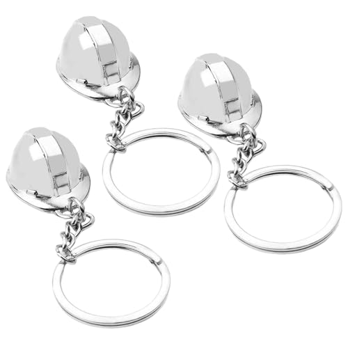 SHIDXIB 3Pcs Helmet Keychain Three-dimensional Simulation Helmet Key Chain Construction