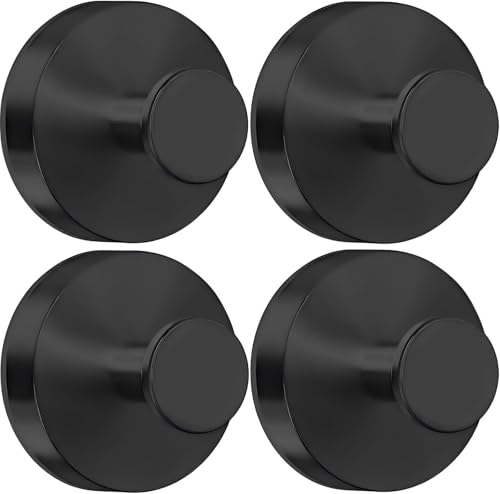 4 PC Black Suction Cup Hooks – Heavy Duty 5kg Stainless Steel Wall Hooks, No Drill Bathroom & Kitchen Hooks, Waterproof & Rust Resistant, Renter-Friendly Towel & Clothes Hooks/Hangers (4 Pack)