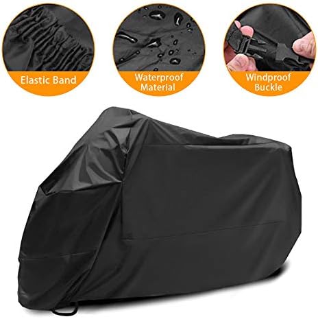 Motorcycle Cover, Waterproof Motorbike Cover Large Heavy Duty Oxford Fabric Motorcycle Covers with Lock Holes, Rain Dust UV Protective for Outside Storage Indoor Outdoor Scooter Covers Accessories