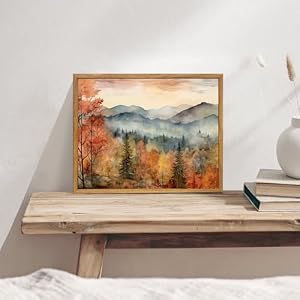 KBKBART Framed Vintage Wall Art for Living Room Bedroom Decor Retro Autumn Watercolor Country Landscape Canvas Painting Farmhouse Decor Wall Art Rustic Fall Bathroom Wall Decor Vintage Room Decor8x10