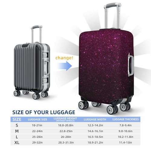 Dark Purple Glitter For Travel Luggage Cover Suitcase Protector Fits 18-32 Inch Travel Luggage Protector Elastic Luggage Anti-Scratch Suitcase Cover4