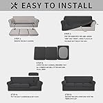 ISSUNTEX 4 Pieces High Stretch Thicken Couch Covers, Soft Sofa Slipcover for 3 Separate Cushion , Jacquard Fabric Elastic Furniture Protector for Dogs (Sofa, Dark Gray) - Image 5