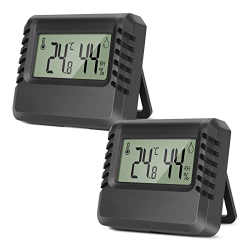 PAIRIER 2 Stück LCD Digitales Thermometer für Innenräume Mini Raumthermometer Thermo-Hygrometer Luftfeuchtigkeit Meter für Wohnzimmer Büro Cover