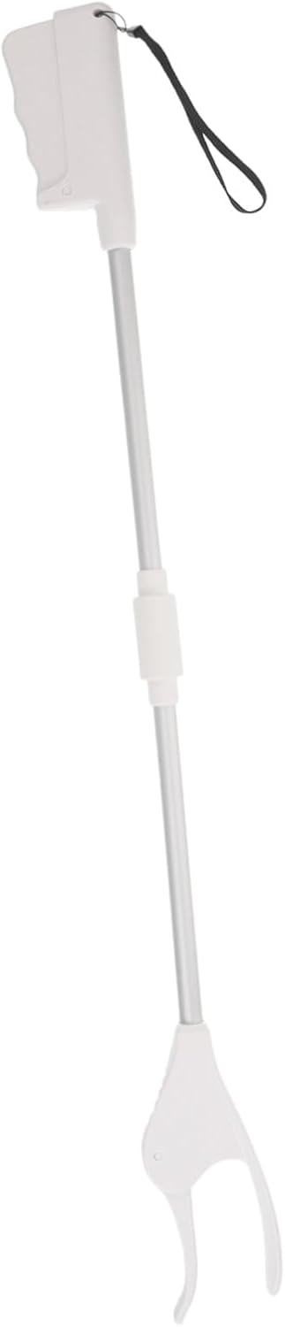 Long Handle Trash Picker Grabber Tool No Bend Reach Grabber for Elderly Assistance for Picking up Garbage and Household Items White
