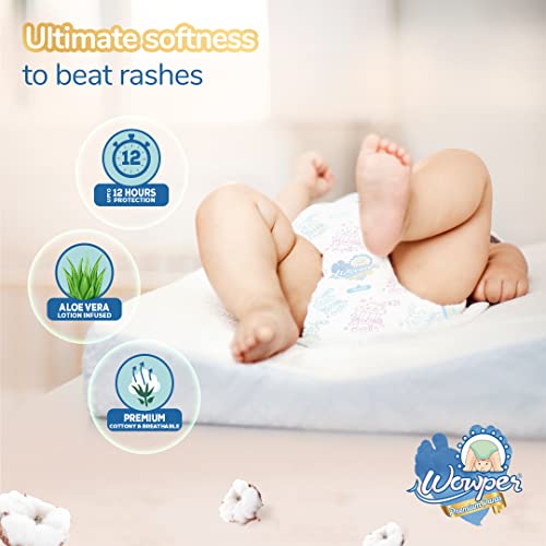 Image of Wowper Baby Premium Diapers | M-76 counts | Wetness Indicator | Anti Rash | up to 12 hrs Absorption | 7-12 Kg | Soft & Comfortable