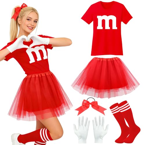 M Aufdruck Tshirt Faschingskostüme T-Shirt M Tüllrock Handschuhen Bogen und Socken Gruppen Kostüm Faschingskostüme Damen Karneval Kostüm MMOutfits für Faschings Damen Lustig GruppenKostüm