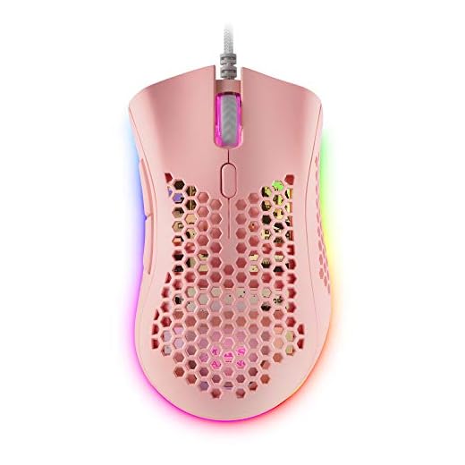 Mars Gaming MMEXP rosa, RGB spelmus, 32K DPI, feather-kabel, HUANO-omkopplare