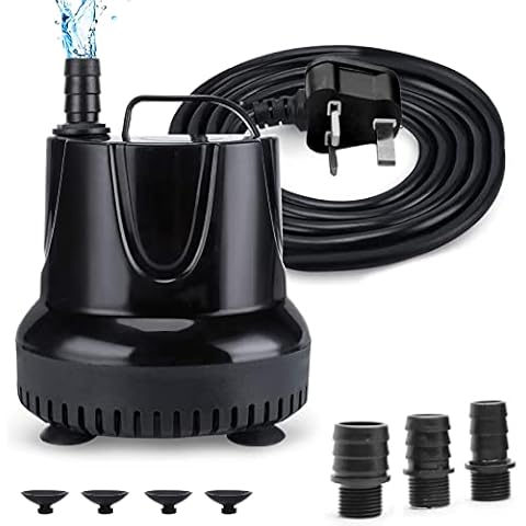 Senelux Submersible Pump, 4000L/H 90W with Adjustable Flow Rate, Aquarium Fountain Pump, Ultra Quiet Water Pump for Pool, Fish Tank, Pond, Hydroponics, Ultra-low Water Level with High Lift & 3 Nozzles Cover