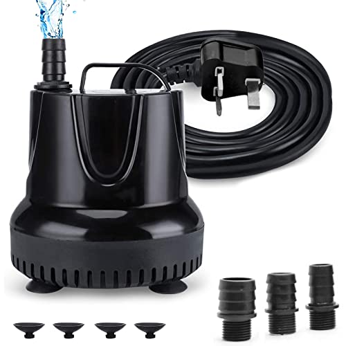 Senelux Submersible 40W Pump, 1500L/H with Adjustable Flow Rate, Aquarium Fountain Pump, Ultra Quiet for Fish Tank, Pond, Hydroponics, Ultra-low Water Level & 3 Nozzles