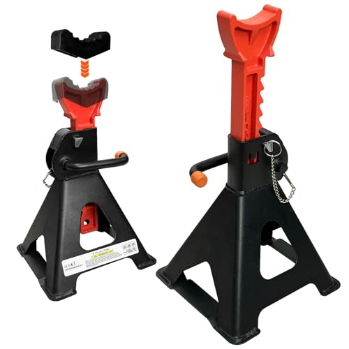 YATOINTO Upgraded Jack Stands 6 Ton (13,200 LBs) with 2 Crossbars and Double Pin Locking,Car Jack Stands 15.35'-22.05' Adjustable with Rubber Pads for Trucks,Home,Garage, SUV,Car,UTV/ATV,1 Pair