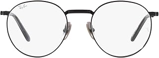 Ray-Ban RX8237V Round Titanium Prescription Eyewear Frames, Black/Demo Lens, 50 mm
