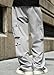 ZAFUL Work Cargo Pants for Men Casual Wide Leg Joggers Stretch Sweatpants Hip Hop Fashion Clothing for Travel (Light Gray-2 XL)