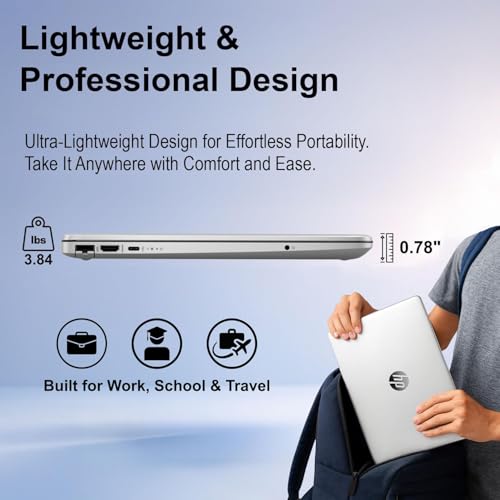 Image of HP 2026 New Generation 15.6 inch FHD Business Laptop, Intel Powerful Processor, 8GB RAM, 256GB SSD, Ultra Quiet Design, Long Battery Life, Microsoft Office 365 for The Web, Windows 11 Pro, No Mouse
