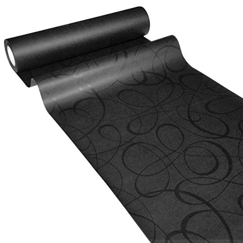 JUNOPAX Chemin de Table 50m x 0,40m de Papier, Loop-Noir, étanche – essuyage Humide