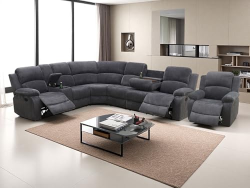 Dekmxas Living Room Sofa Sets, Corduroy Fabric Recliner Corner Sectional