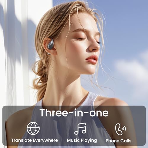 MINISO X28 AI Translation Earbuds Open Ear Wireless Bluetooth Earbuds OWS Support 150 Languages Real Time Translation Sports Headphones IPX5 Waterproof for Travel Business Learning Meeting Black by MINISO - Used condition - Image 3