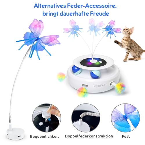 GoldenSun Katzenspielzeug, austauschbares Schmetterlings-Spielzeugzubehör(3pcs)