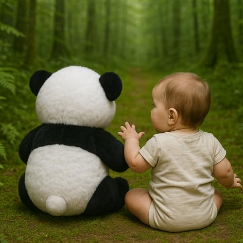Image of Super Soft Panda Stuffed Animal Toy Cute Black White Plush Bear with Sweet Expression Ideal Gift for Boys Girls Toddlers Kids Perfect for Snuggling Travel & Plush Toy Collections(20 CM)