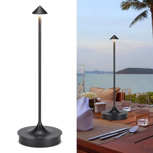 CASSTIA Bordslampa Trådlös Dimbar Touch Led Batteri Varm Vit Bordslampa IP54,Vintage Små Trådlösa Bordslampor,Usb Uppladdningsbar,För Sovrum,Bar,Vardagsrum,Matbord,Hotell Camping (Svart 1 styck)