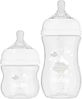 Buba Toys Kit Mamadeiras Easy Flow, Branca, Plástico Livre de BPA, 120ml e 270ml, Anti-cólica, Fluxo Suave, 2 Peças, 0-24 Meses